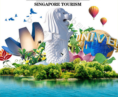 探索獅城，感受多元魅力——新加坡旅游海報模板